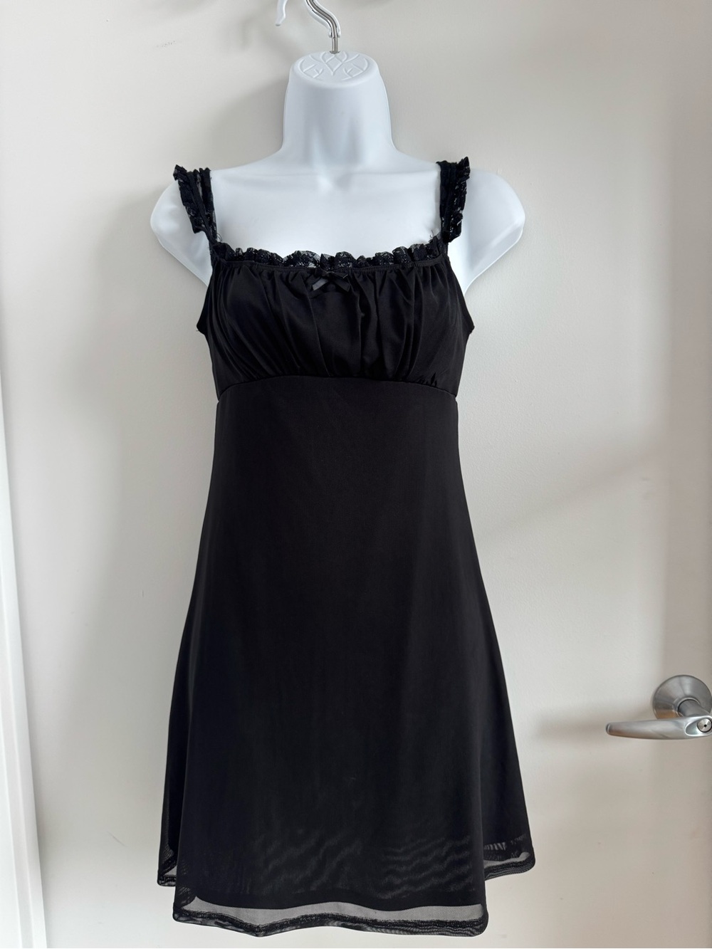 Black Mini Lace Trim Dress